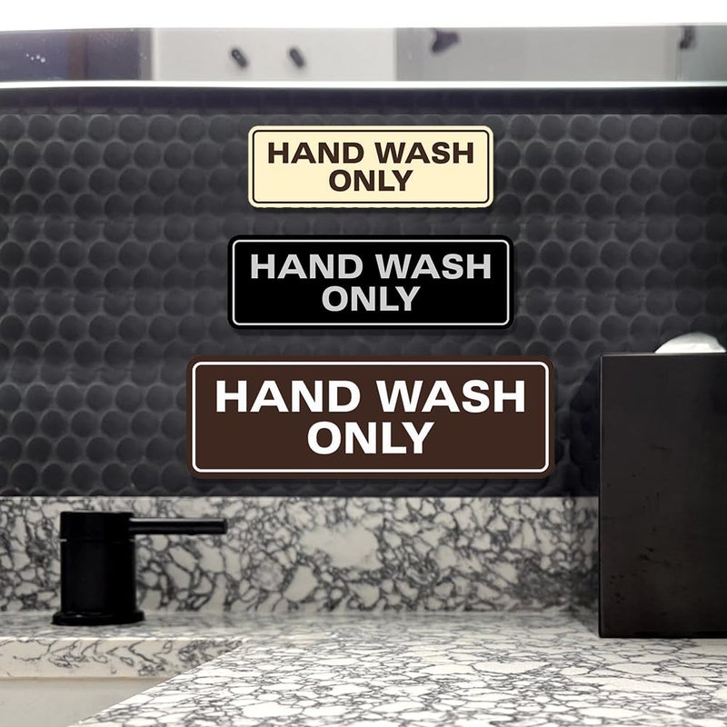 All Quality Standard Hand Wash Only Wall or Door Sign | Kitchen Sink Sign with Easy Installation | Black - Medium (1 Pack) - Image 4